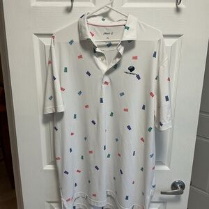 johnnie-O White Polo Gummie Bears Golf Polo Sz XL